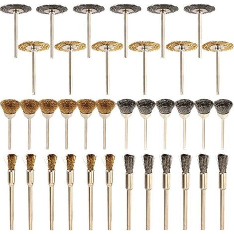 ALLIANDIS36 pcs Brosse en Laiton de Polissage, Brosse Métallique Fil, Forage Brosses Rotatifs (1/4)
