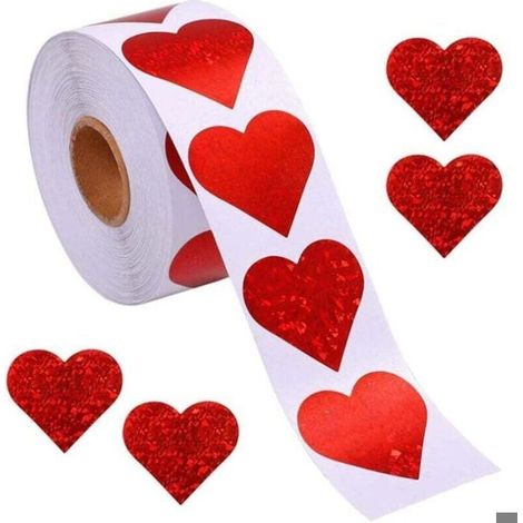 Autocollants Coeur de Paillettes, Rouleau D'Autocollants de Coeur Rouge, éTiquettes de Coeur pour le Mariage D'Anniversaire (500 (1/4)