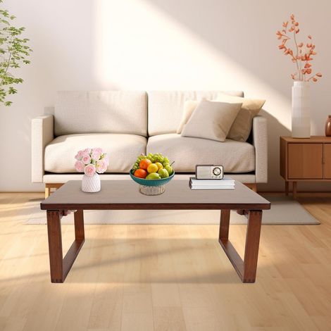 Bambus Tee-Bodentisch Moderners Japanischer Niedriger klappbarer couchtisch, Meditationstisch Altar Bodentisch Im Couchtisch Klappbar für Wohnzimmer Teesimmer Balkon 80x50x31cm (1/5)