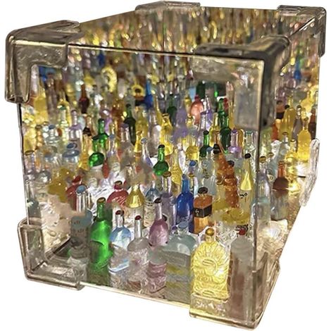¡Liquidación Minibar DIY con luces nocturnas LED en forma de cubo, 2 en 1, adorno de mesa, incluye 30 botellas de bebidas, perfecto para la decoración de habitaciones y como regalo.