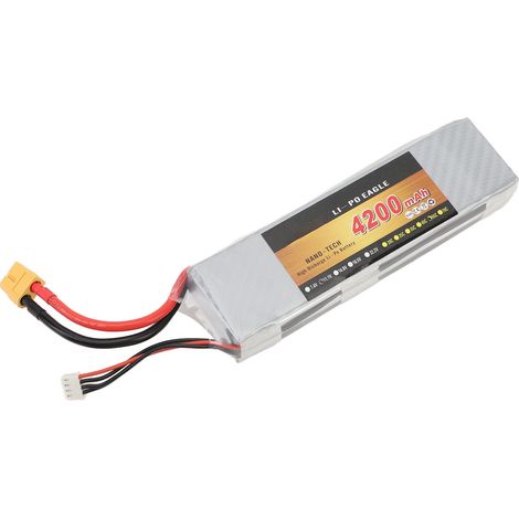 Batterie LiPo 3S 55C 4200 mAh 11,1 V avec connecteur XT60 pour voiture RC, avion RC, hélicoptère et quadricoptère à l'échelle 1/10 (1/5)