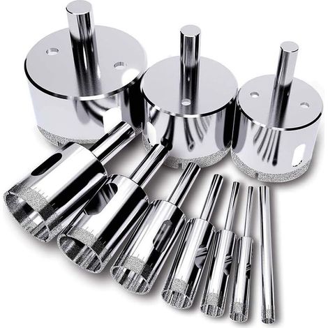 450mm Foret de Diamant, (10 Pcs ensemble de sciecloche), coupeur de trou de tuile, Scie diamantée (Outils de solvant pour le verre, la porcelaine, la céramique, la pierre de granit) (1/5)