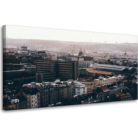 Leinwandgemälde Architektur Stadtansicht 80x40 cm Vogelperspektive