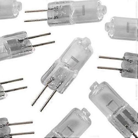 Lot de 10 ampoules halogènes 12 V CC GY6.35/G6.35 50 W, dimmables, blanc chaud 2700 K, 2 broches, ampoule à capsule transparente pour lustre, lampe de bureau, suspension. (1/3)