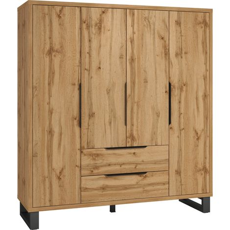 Eden Madera y Negro Armario de 4 puertas y 2 cajones (1/5)