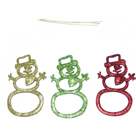 3Pcs Glitter Snowman Christmas Tree Decoration Xmas Party Hanging Ornament (1/4)
