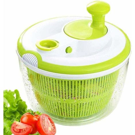 Récipient à salade de conception rapide pour sécher et égoutter la salade et les légumes, grande capaCôté 5 L, passe au lave-vaisselle (vert)-Fei Yu