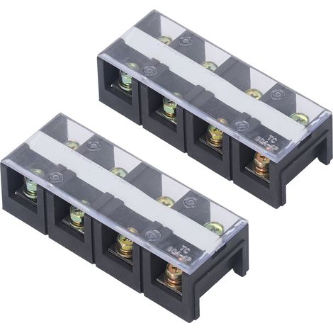 Bornier à vis double rangée haute intensité avec couvercle 600 V 60 A 2 pièces 4 positions (604)