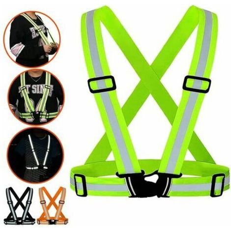 YMYNY Triangle de sécurité et gilet de sécurité Gilet de sécurité gilet de sécurité réfléchissant pour moto vélo jogging nuit course équitation 4 cm, vert