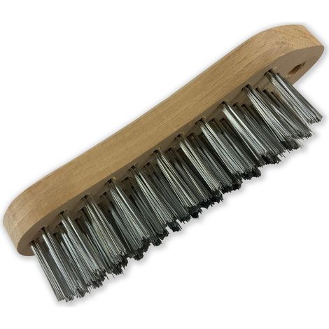 Brosse métallique à main type violon Fil laiton ou inox rond lisse sur 5 rangs - Quantité x 1 - 5 rangs inox
