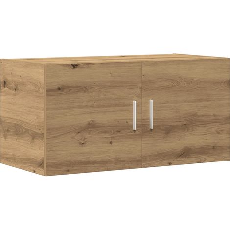 Armario de pared de roble hecho a mano con 2 puertas almacenamiento elegante 80 x 39 x 40 cm madera de roble compuesta 020050715 (1/5)