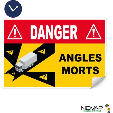 Panneau Angles morts pour camion - Rétroréfléchissant Classe 1 - Adhésif 250x170mm - 4631066 (1/2)