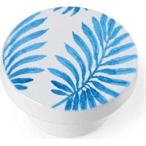 Pomo para Mueble  Estilo Decorativo  Fabricado en Haya  Acabado en Azul  Medidas 383822 mm  Sistema de Fijación  Incluye Tornillos M4  1 Unidad - (1/2)