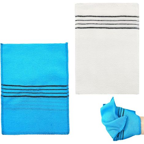 Lot de 2 gants de hammam turcs blancs [gant exfoliant, serviette exfoliante douche et corps] (1/5)