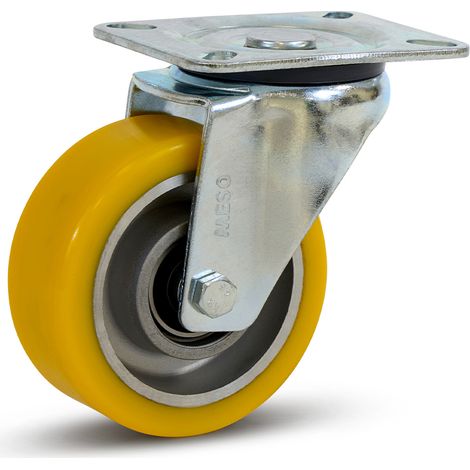 Roue pivotante lourde - MESO - PU - Platine - 100mm - 350kg (1/2)