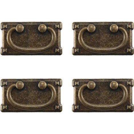 Poignées de tiroir en Bronze Antique Vintage, 4 pièces, poignées de traction en anneau, décoration de poignée de meuble de porte d'armoire (1/5)