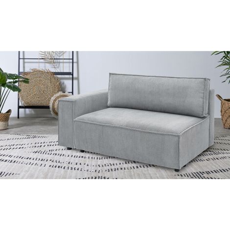BOBOCHIC - Chauffeuse 2 places avec accoudoir pour canapé modulable NIHAD tissu velours côtelé Angle gauche  Gris clair (1/3)