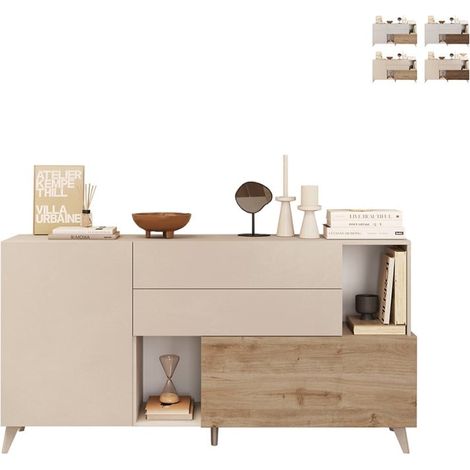 Sideboard 2 Türen, 2 Schubladen, 2 offene Fächer und 2 Regale B181 cm - MALA (1/5)