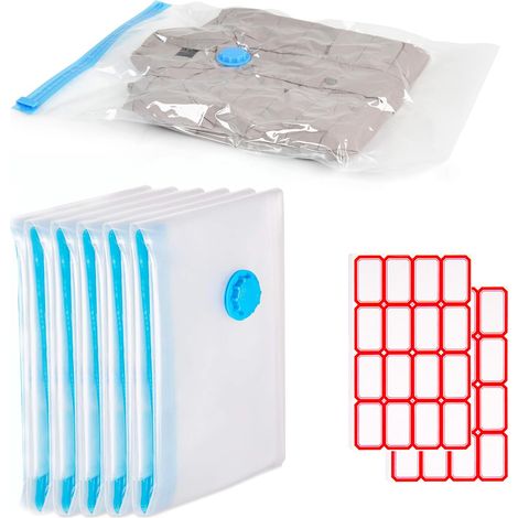 Sac Sous Vide Vêtement Aspirateur,Sac de Rangement Sous Vide, 60x40cm Sac Rangement Sous Vide Aspirateur,5 Pcs Housses de Rangement Sous Vide avec 2Pcs Autocollants D'étiquette (1/5)