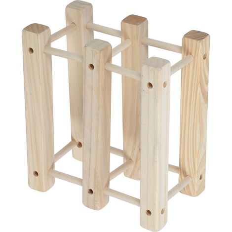 Casier à vin en bois empilable et modulaire, porte-bouteilles autoportant pour comptoir de cuisine ou bar, 6 bouteilles (1/5)