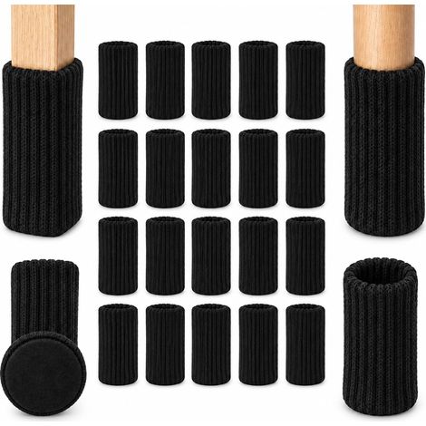 24 Chaussettes de Chaise Noires avec Patins en Feutre, Protège-Pieds (1/5)