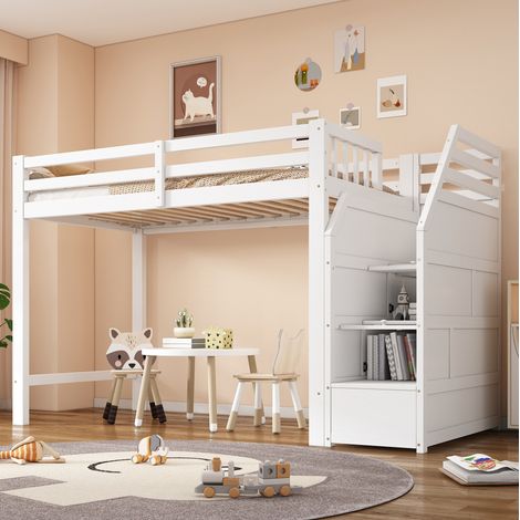 Letto 90x200 con sponde e scala contenitore OKMYHOME (1/5)