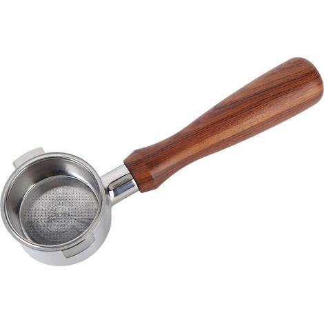 Porte-filtre à café sans fond, amovible et lavable, en acier inoxydable, avec poignée ergonomique en bois, type A (1/5)