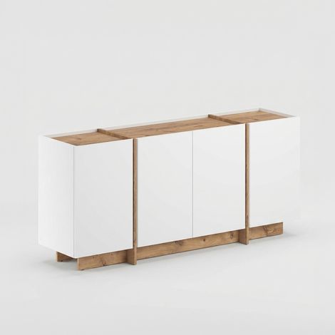 Wohnzimmerschrank mit 4 Türen, Regalen und Soft-Close von Dorma - Weiß (1/5)