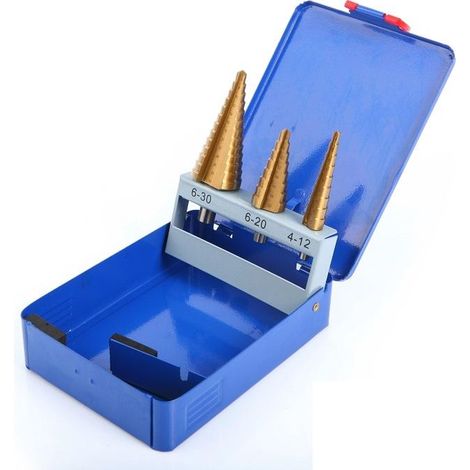 02573 SET 3 FRESE A GRADINO CONICHE HSS DA 4 A 30MM FRESA CONICA (1/2)