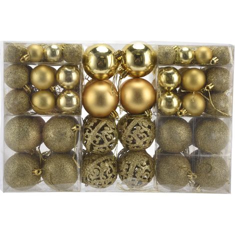 100 unzerbrechliche Weihnachtskugeln, goldener Schmuck für Weihnachtsbäume und Weihnachtsfeiern (1/5)