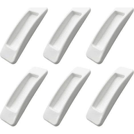 Self-adhesive sliding door handles with double-sided adhesive tapes for cabinets, windows, refrigerators, drawers, glass doors (white, 6 pieces)