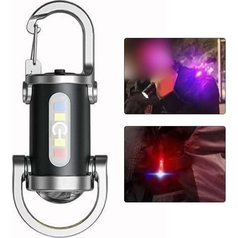 Torcia portachiavi a LED impermeabile con batteria ricaricabile integrata e caricabatterie esterno USB Type-C per escursionismo e campeggio all'aperto (1/4)