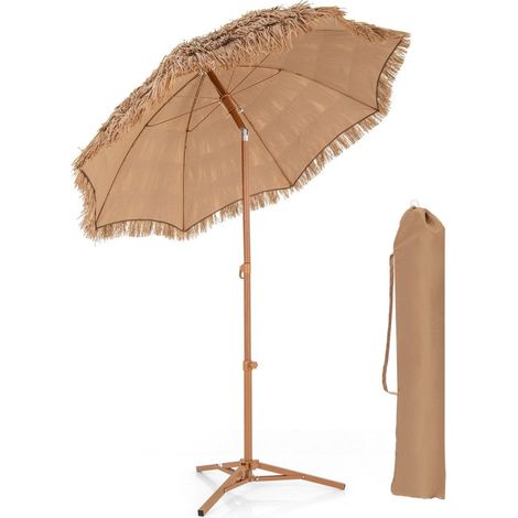 Paraguas de playa estilo hawaiano con soporte plegable, perilla de inclinación y bolsa de transporte Paraguas Tiki