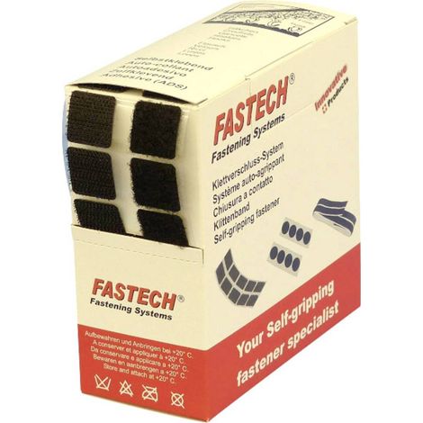 FASTECH® B20-SQ999905 Pastilles carrées auto-agrippantes hotmelt à coller partie velours et partie agrippante (L x l) 2 (1/3)