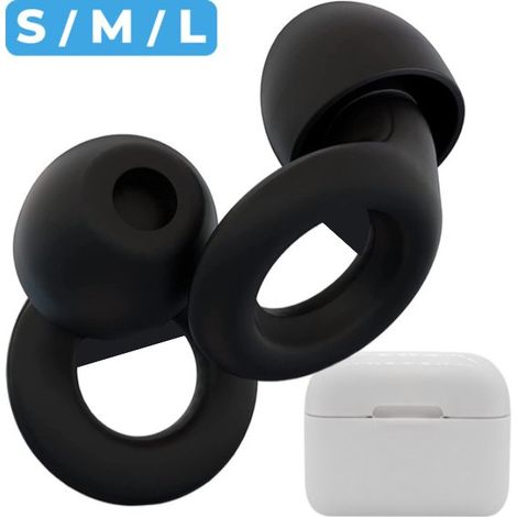 Bouchons d'oreilles antibruit - Bouchons d'oreilles en silicone 30 dB - pour dormir/concerts/moto/tir - Protection auditive réutilisable - Noirs (1/5)