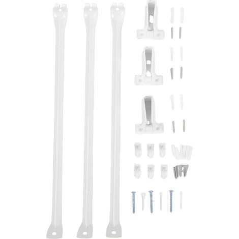 Ensemble de supports d'étagères en fil métallique de 12 pouces, 3 pièces, Support d'étagère en fer 17 avec Clips pour placard à linge, Garage blanc (1/5)