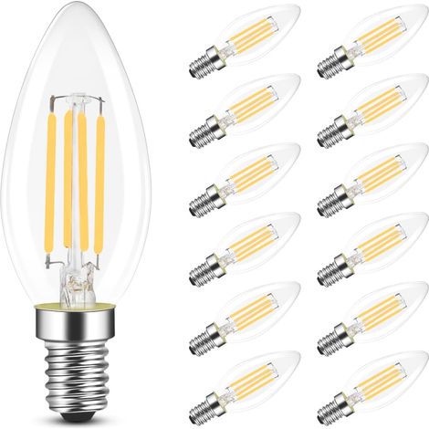 GBLY E14 LED Warmweiß Glühbirne - 12er Pack 4W Leuchtmittel Ersatz 40W Lampe 2700K Warmweiss Birne Kein Flimmern Energiesparlampe für Wohnzimmer Küchen Esstisch Bar Nicht Dimmbar