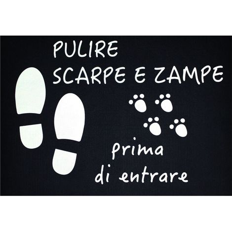 Zerbino ingresso Made in italy, fondo antiscivolo idea regalo Pulire le scarpe prima di entrare (1/2)