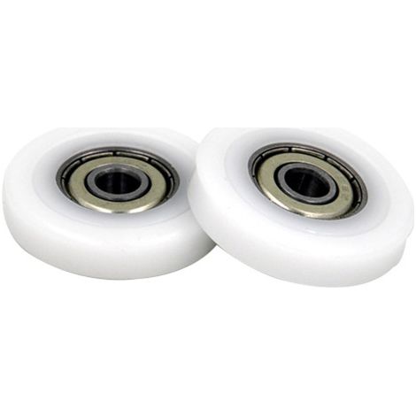 Poulie de guidage à roulement à billes en nylon à rainure en U, roulement revêtu de plastique BS69623-7 externalisation en plastique nylon POM poulie de guidage muette 2 pièces blanc (1/2)