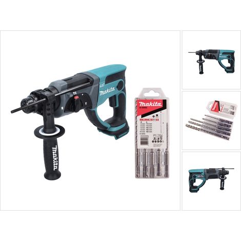 Makita DHR 202 Z Akku Kombihammer 18 V 2,0 J SDS Plus + 5 tlg. Bohrer Set - ohne Akku, ohne Ladegerät