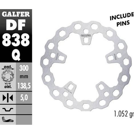 DISCO DE FRENO DELANTERO GALFER HARLEY-DAVIDSON (300X138X5) (CUBIQ)