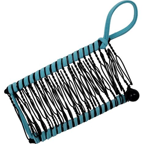 Pinza para el cabello tipo banana extensible, peine doble, accesorio para cabello grueso y elástico, 20 dientes, pinzas para el cabello para mujer, azul lago