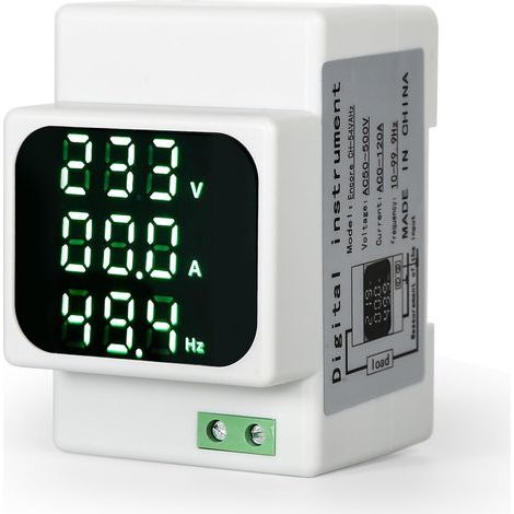 Voltmètre Ampèremètre Numérique, Affichage numérique AC Voltmètre Ampèremètre Fréquencemètre AC50-500V Din Rail Home Multi-function Meter (1/5)