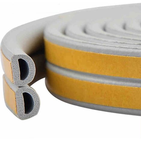 Profilé D Weatherstrip Bande Porte Fenêtre Mastic Forte Adhésion Insonorisation Résistant Aux Intempéries 6 Mètres (Gris)