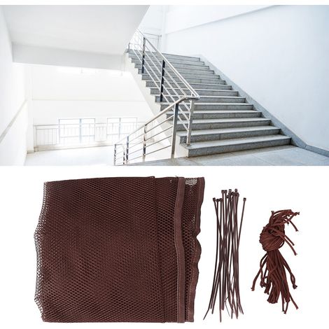Filet de sécurité pour balcon de 3 mètres, protection pour enfants et animaux domestiques, garde-corps d'escalier, prévention des accidents, maille marron (1/5)