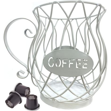 Panier de Rangement Tasse Café, Panier à Capsules De Café, Panier de Rangement de Capsules de Café, Panier Coffee Porte Capsule pour la Maison Café Hôtel Ornements (Blanc) (1/5)