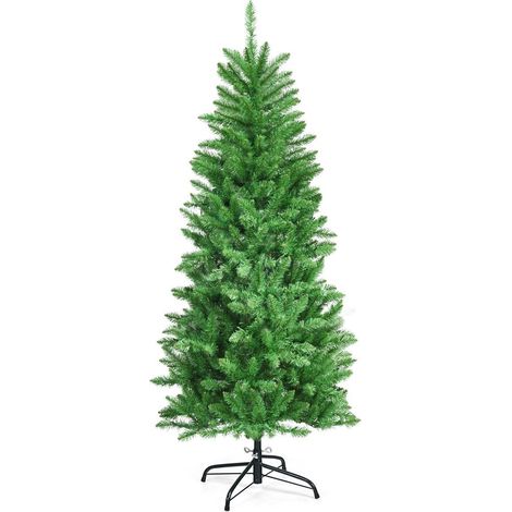 Arbol de navidad artificial iluminado de 150 cm de alto con luces verdes blancas calidas