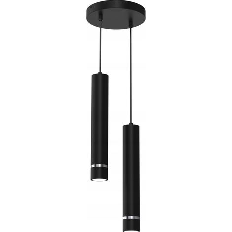 Gratuito. Lampada a sospensione Tube, 2x Gu10, sospesa su ruota, ghiacciolo, nero, cromo (1/4)