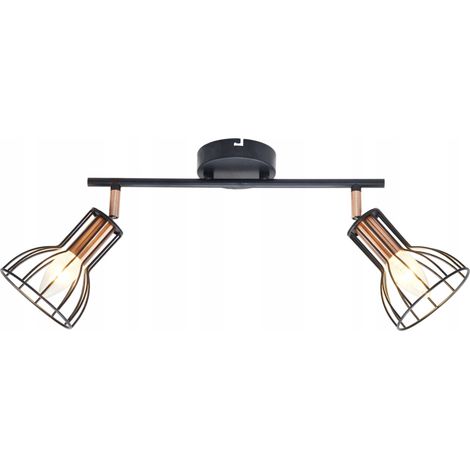 Lampada parete/soffitto orientabile 2 luci E14 nero rame