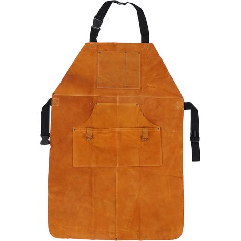 Tablier de soudure en cuir de vache ignifuge avec poche, protection pour atelier et électricien (1/5)